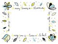 Spring vector background with lettering and doodle element. Royalty Free Stock Photo